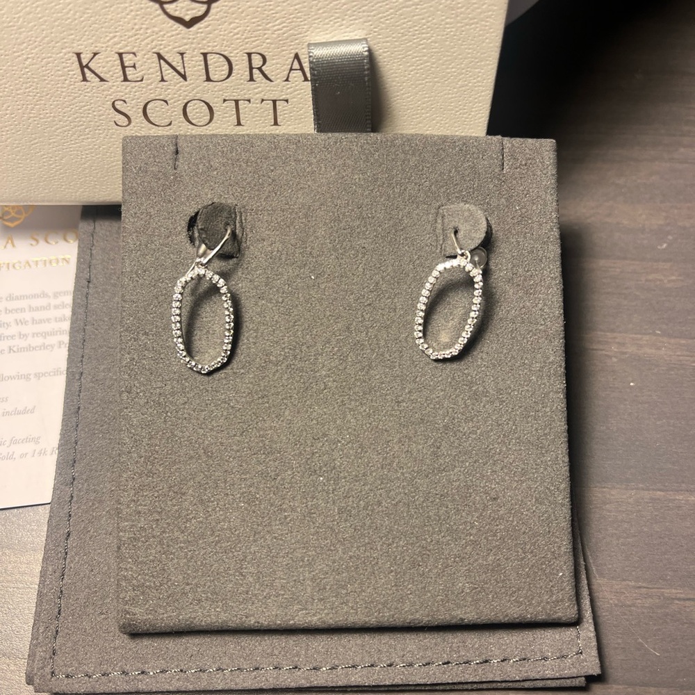 Kendra Scott 14k white gold open frame genuine diamond Lee earrings